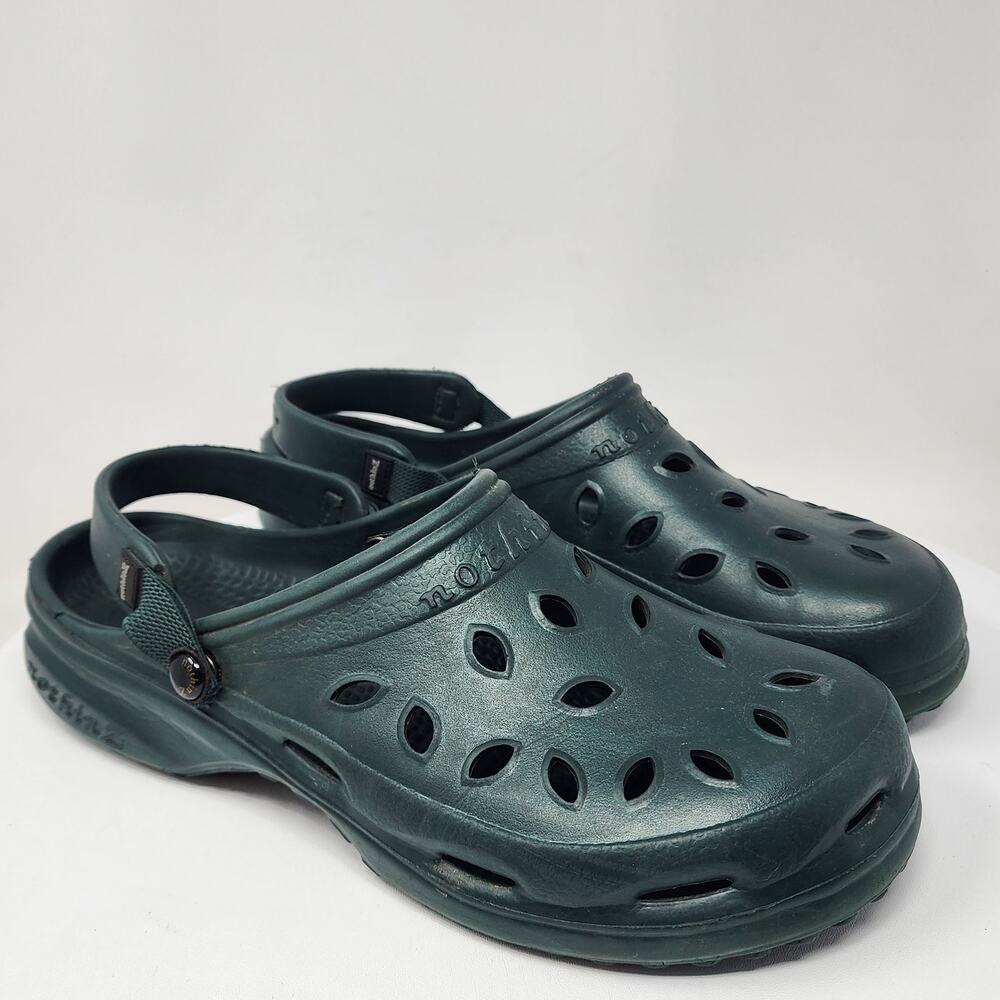 Nothinz Clogs Men 13 Hunter Green Swivel Strap Vented Comfort Lightweight Shoes